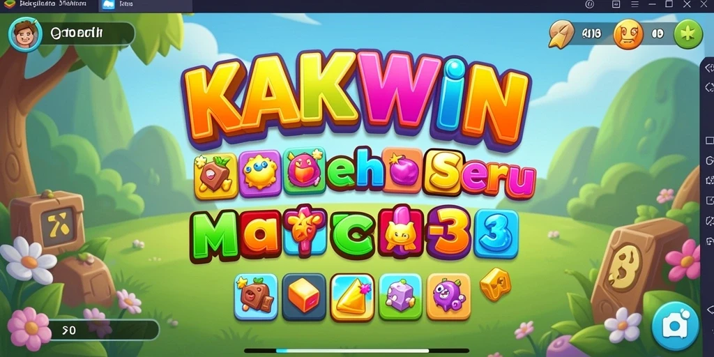 Screenshot menampilkan gameplay seru KAKWIN dengan elemen Match-3 yang menarik.