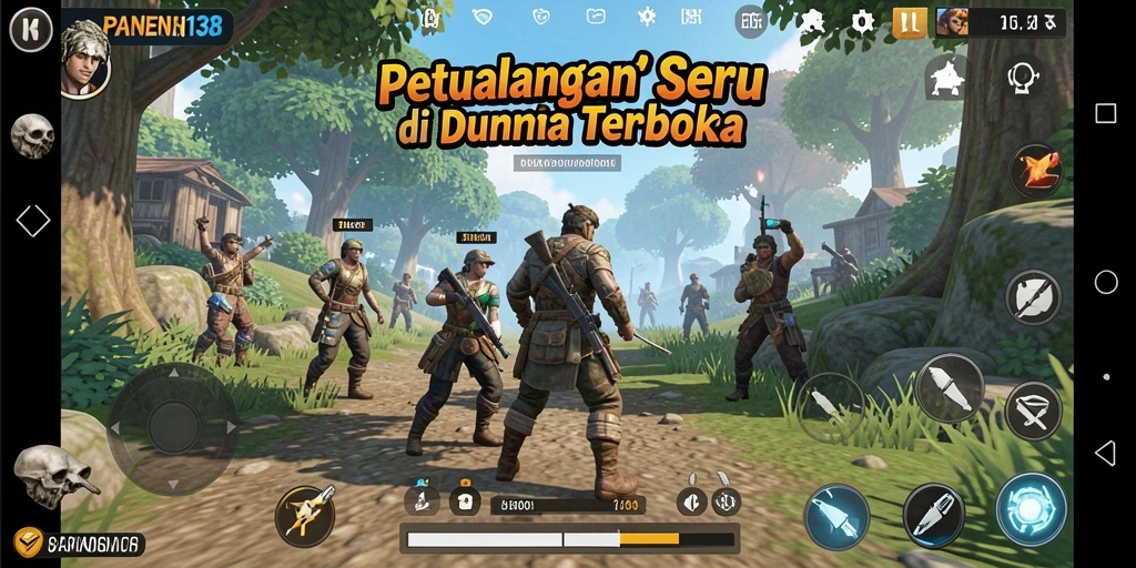 Screenshot gameplay PANEN138 menampilkan eksplorasi dunia terbuka yang luas.
